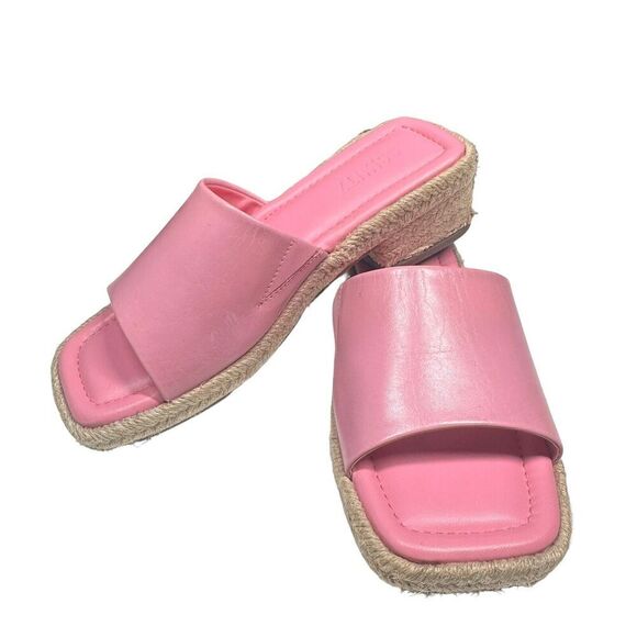 SCHUTZ Corah Block Heel Espadrille Slide Sandals Women's 7B Club Rose Slip On - Picture 2 of 8